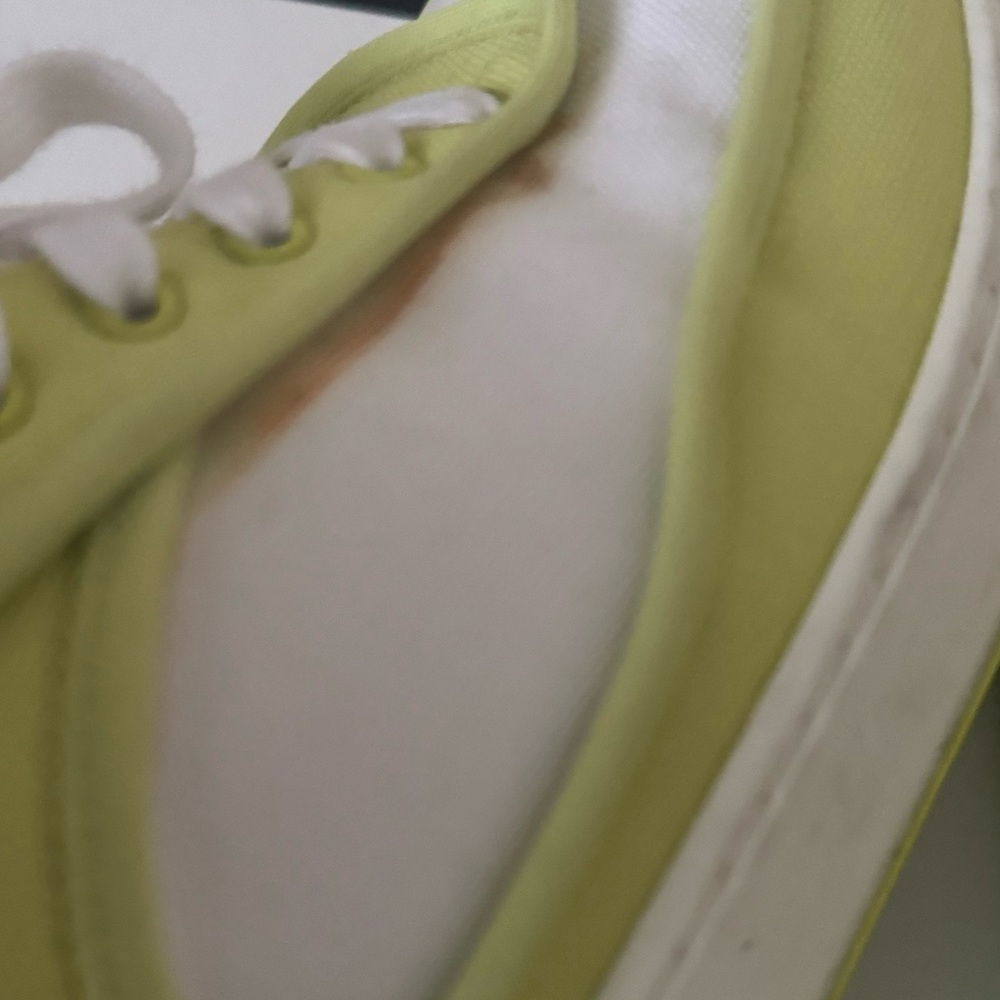 Chanel Fabric Womens Logo Sneakers 37.5 Yellow White - Picture 8 of 12